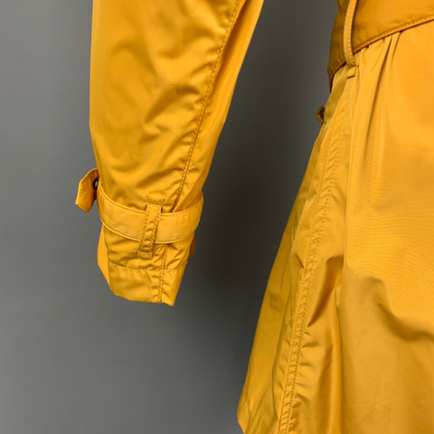 EMPORIO ARMANI David Line Size 38 Yellow Polyester Epaulettes Belted Double Breasted Trenchcoat