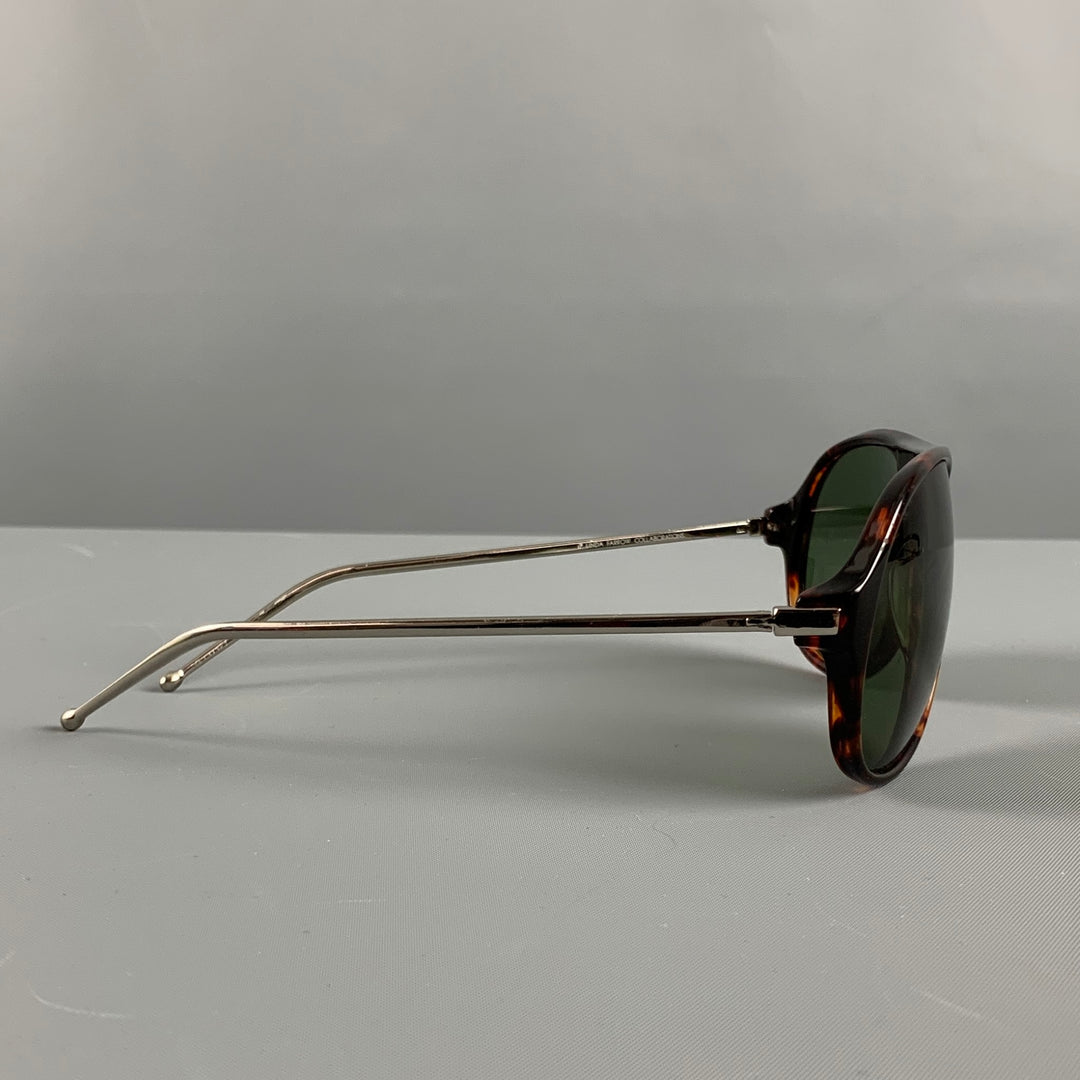 RAF SIMONS Brown Tortoiseshell Acetate Metal Sunglasses