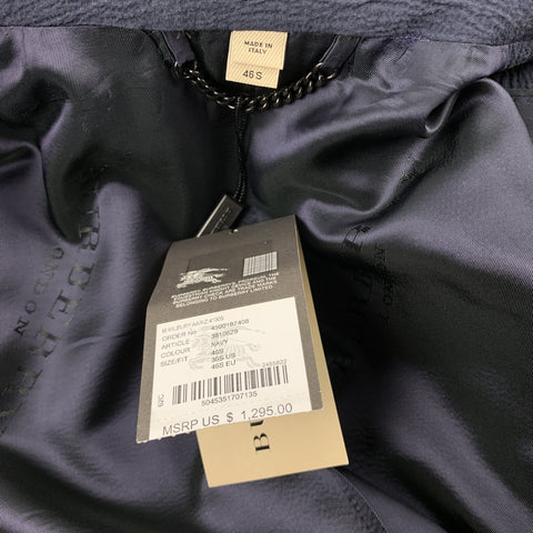 BURBERRY LONDON Size 36 Navy Seersucker Cotton Notch Lapel Suit