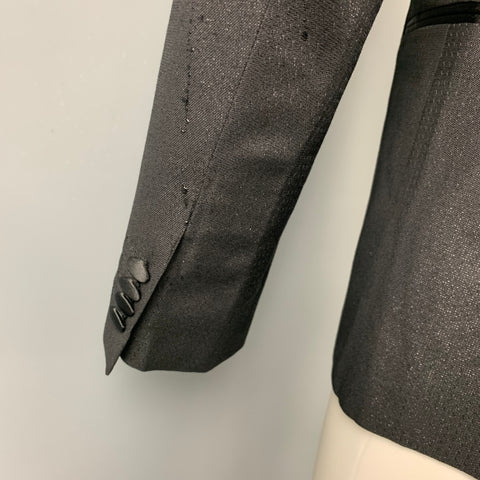 PAUL SMITH Soho Talla 38 Esmoquin regular de un solo botón en mezcla de lana negra y plateada