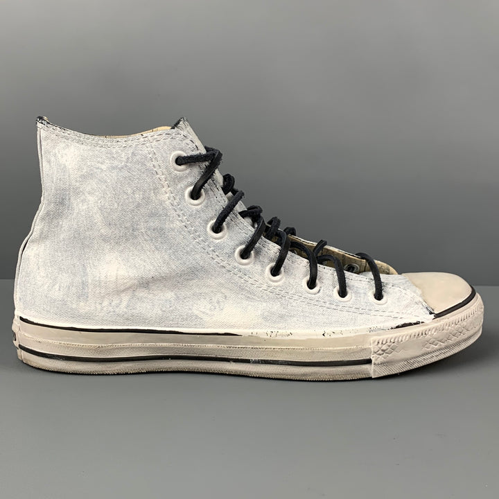 JOHN VARVATOS x CONVERSE Size 10 White Painted Canvas High Top Sneakers