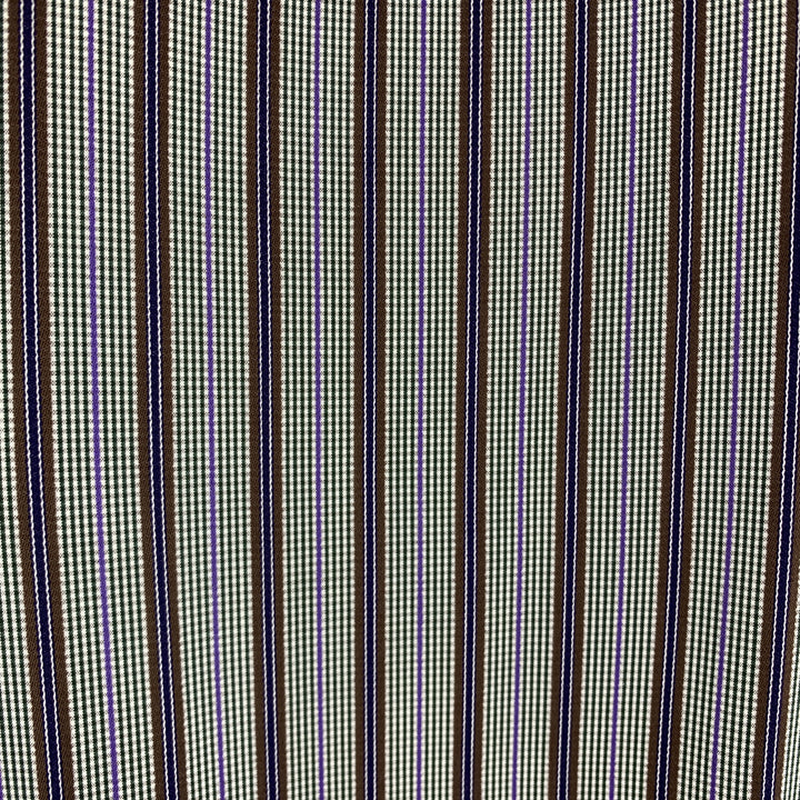 PRADA Size L Gray Brown Green & Purple Stripe Cotton  Long Sleeve Shirt