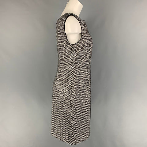 MARC JACOBS Talla 4 Vestido recto con lentejuelas de seda gris y negro