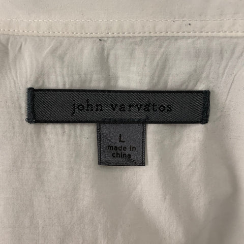 JOHN VARVATOS Camisa de manga larga de algodón blanco con botones lisos talla L