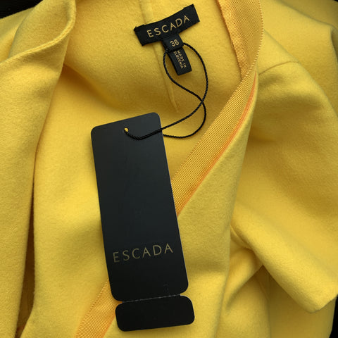 ESCADA Size 6 Yellow Virgin Wool Cashmer Blend Short Sleeve Shift Dress