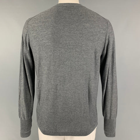 ACNE STUDIOS Size XL Grey Merino Wool Buttoned Cardigan