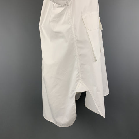 DEVEAUX New York Size 4 White Cotton Oversized MAX SHIRT Pocket Blouse