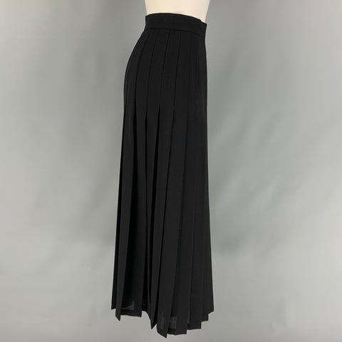 ESCADA Taille 8 Jupe Maxi Plissée en Laine Noire