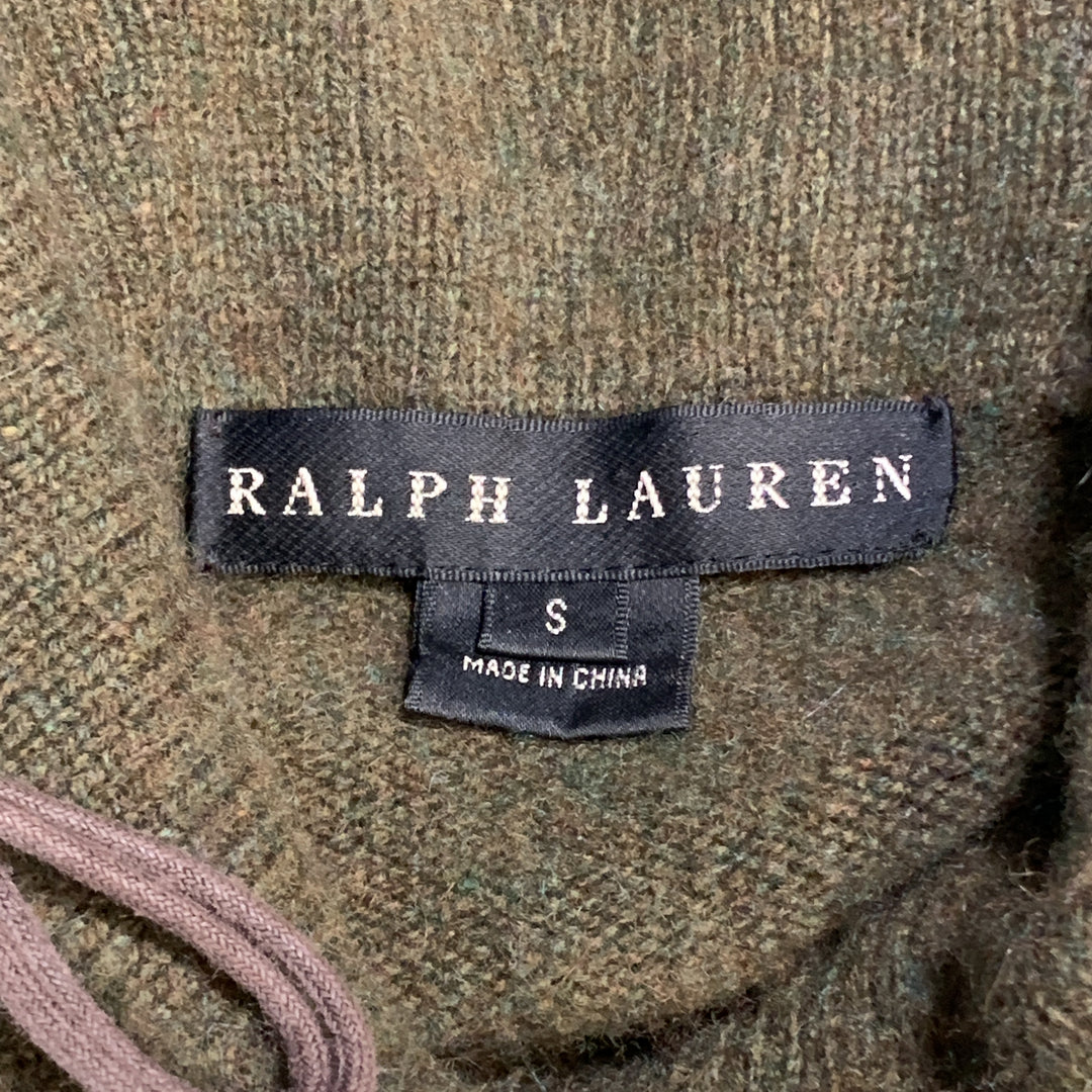 RALPH LAUREN Size S Olive Wool / Cashmere Knit Toggle Shawl Collar Dress