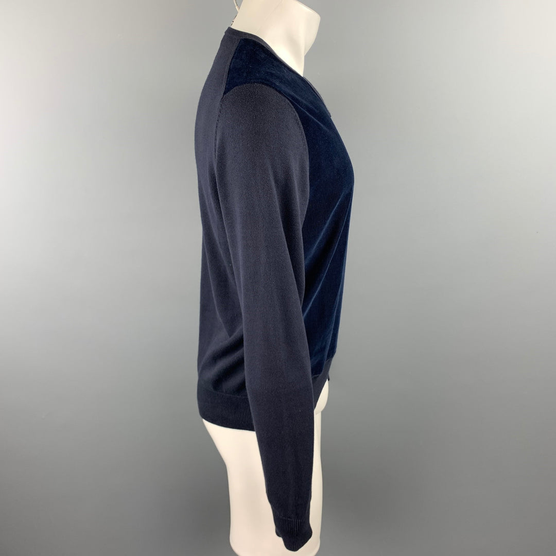 J. LINDEBERG Size S Navy Cotton V-Neck Pullover