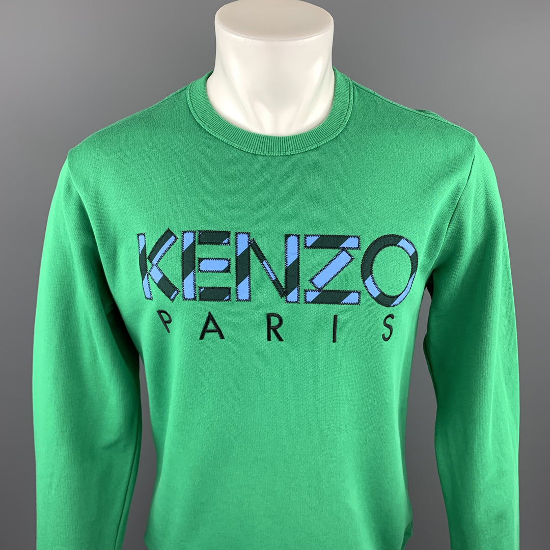 KENZO Size M Green Patch Cotton Crew-Neck Sweatshirt