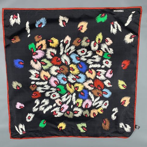 MISSONI Black Multi-Color Abstract Print Silk Scarf