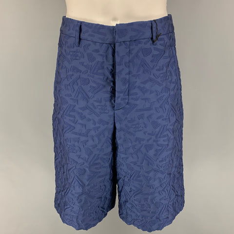 FENDI FW Capsule 2022 Size 32 Blue 3D Fragment Wool Bermuda Shorts