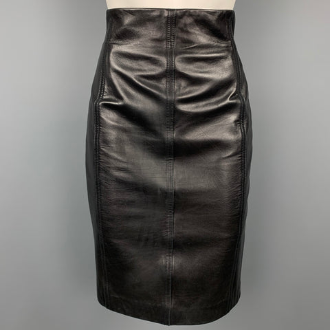 ESCADA Taille 4 Jupe crayon en cuir noir