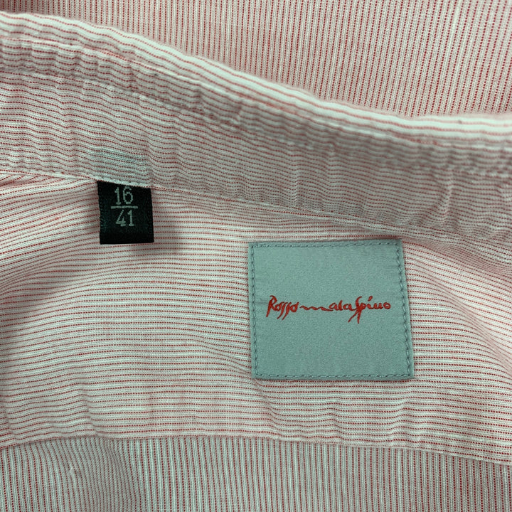 ROSSO MALASPINO Size L Red White Stripe Cotton Linen Long Sleeve Shirt