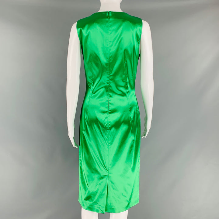 DOLCE & GABBANA Size 8 Green Acetate Blend Sleeveless Mid-Calf Cocktail Dress
