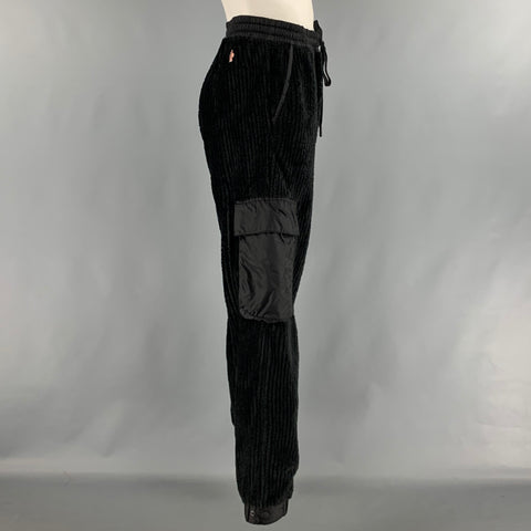 MONCLER Size L Black Corduroy Polyester Elastane Sweatpants Casual Pants