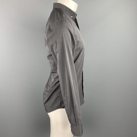 LORDS & FOOLS Size S Charcoal Dot Print Cotton Button Down Long Sleeve Shirt