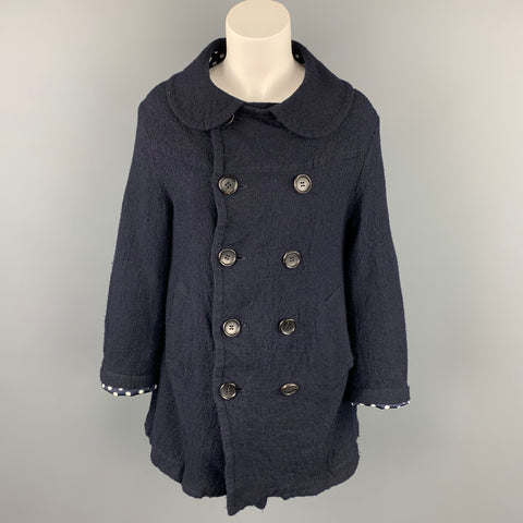 COMME des GARCONS TRICOT Taille S Manteau Double Boutonnage en Laine Marine