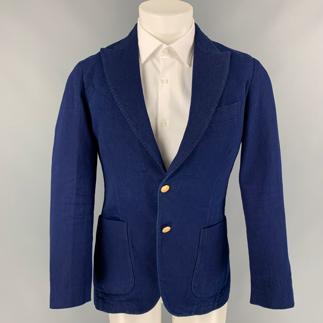 MEMORY'S Size 36 Navy Cotton Single Button Sport Coat