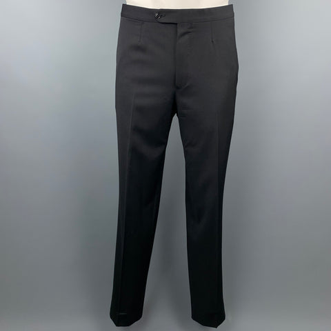 ERMENEGILDO ZEGNA Size 42 Long Black Wool Peak Lapel Tuxedo