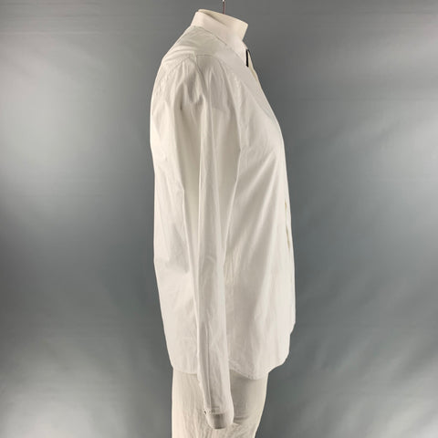 THE KOOPLES Size XL White Solid Cotton Button Up Long Sleeve Shirt