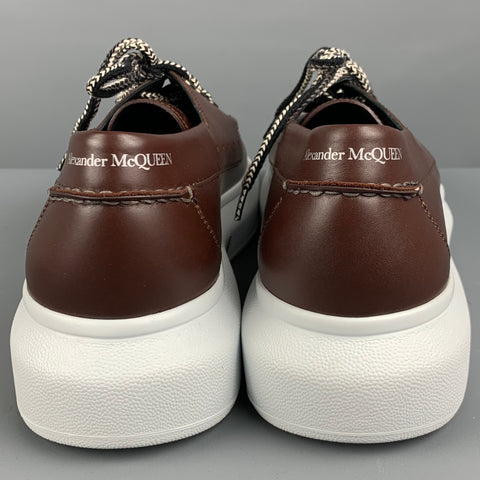 ALEXANDER MCQUEEN Size 11 Brown Solid Leather Lace Up Shoes