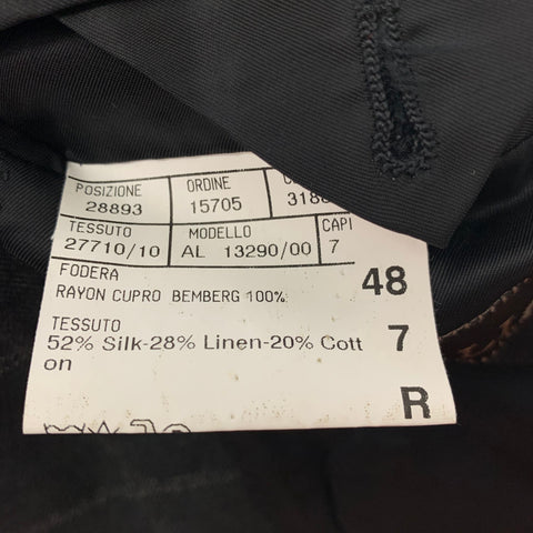CANALI Size 38 Charcoal Window Pane Silk Blend Notch Lapel Sport Coat