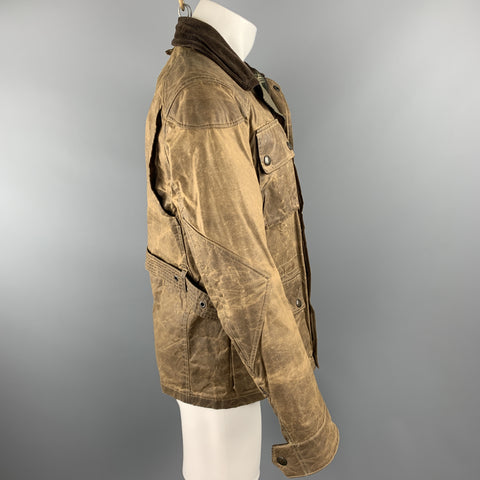 RALPH LAUREN Size S Brown Coated Cotton Patch Pocket Jacket