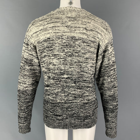 T by ALEXANDER WANG Size M Black White Marbled Cotton Blend V-Neck Sweater