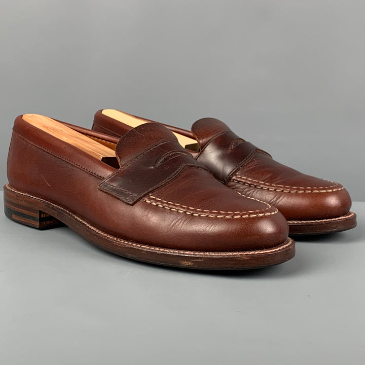 ALDEN Size 6.5 Brown Leather Penny Loafers