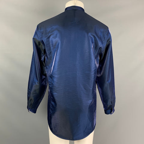 Vintage VERSACE CLASSIC Size S Blue Iridescent Polyester / Polyamide Long Sleeve Shirt