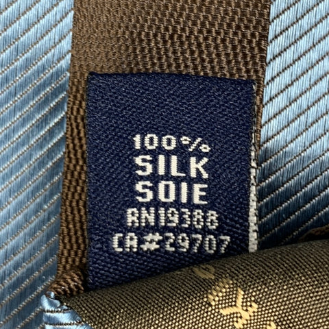 CALVIN KLEIN Brown Blue Stripe Silk Tie