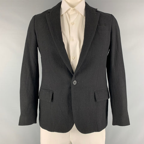 SUPERFINE Taille L Manteau de sport à bouton unique en mélange de polyester noir chatoyant