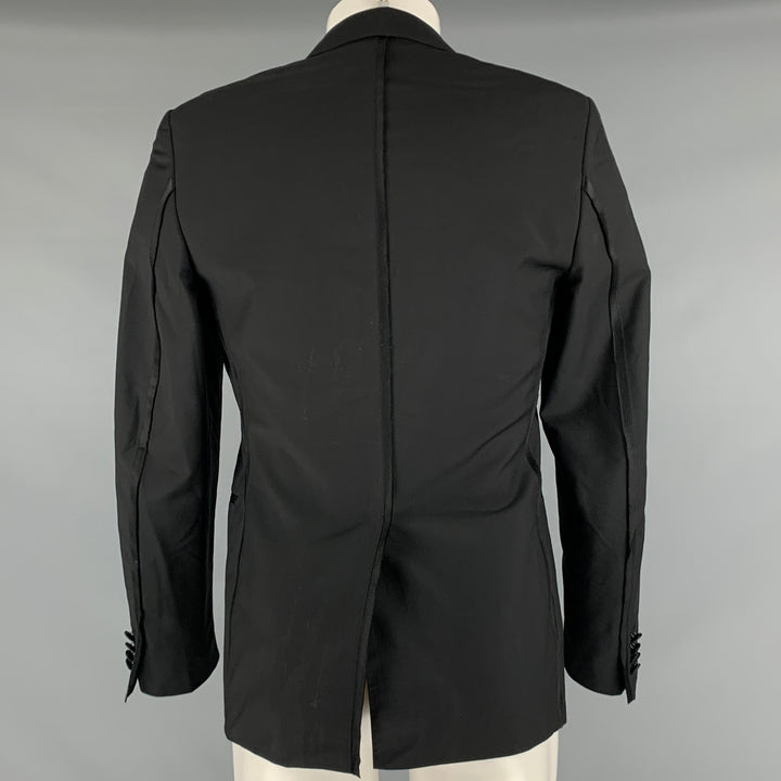 LANVIN Size 36 Black Wool Mohair Notch Lapel Sport Coat