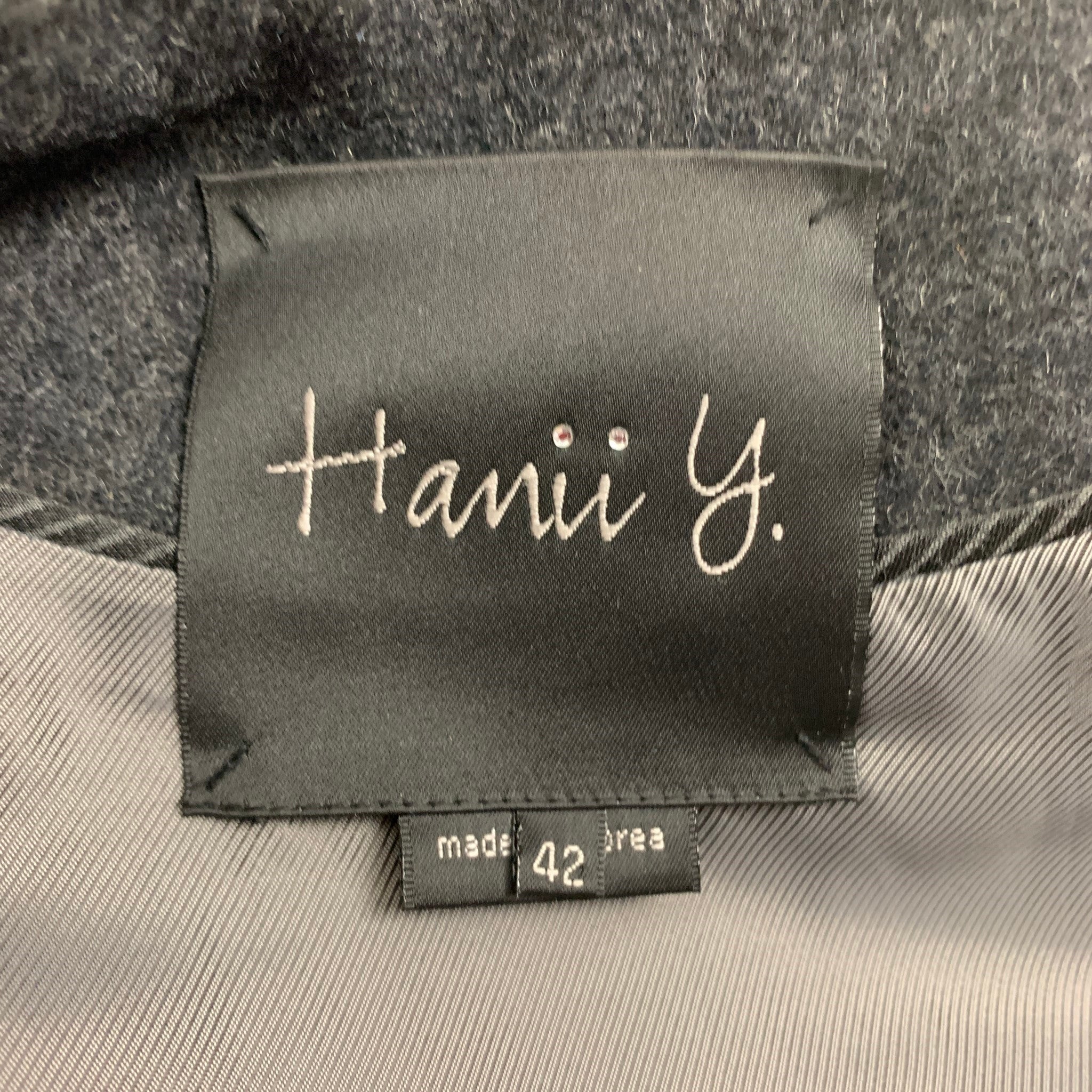 HANII Size 6 Grey Charcoal Wool Rayon Zip Up Jacket