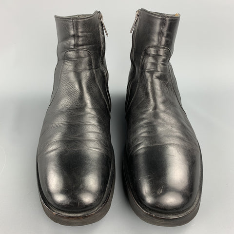 TARYN ROSE Size 12 Black Leather Side Zipper Ankle Boots