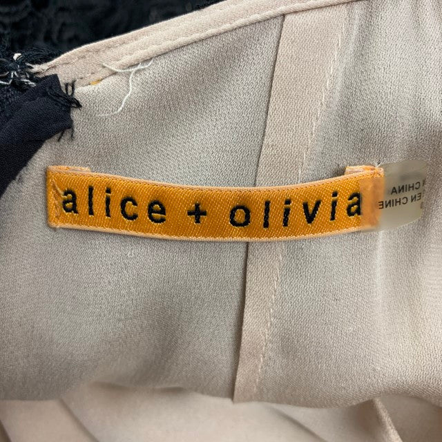 ALICE + OLIVIA Talla 0 Vestido de cóctel de dos tonos en mezcla de viscosa beige y negro
