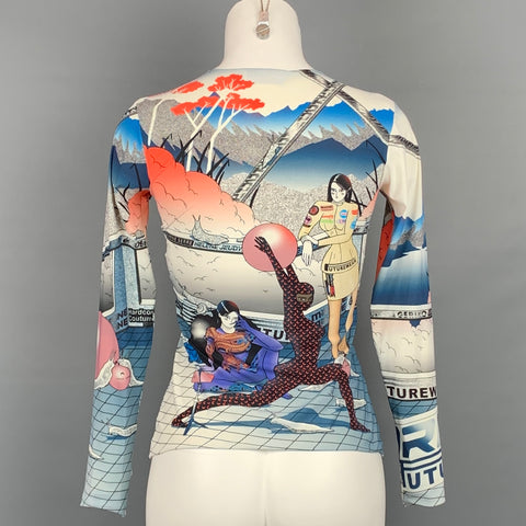 MARINE SERRE Size L Multi-Color Cartoon Print Polyamide Blend Casual Top