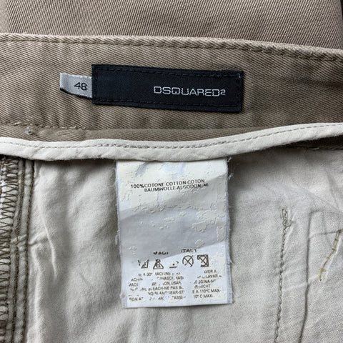 DSQUARED2 Size 32 Khaki Cotton Low Rise Zip Fly Pants