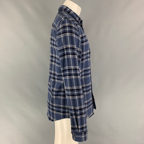 A.P.C. Size M Blue Black Plaid Wool Nylon Long Sleeve Shirt