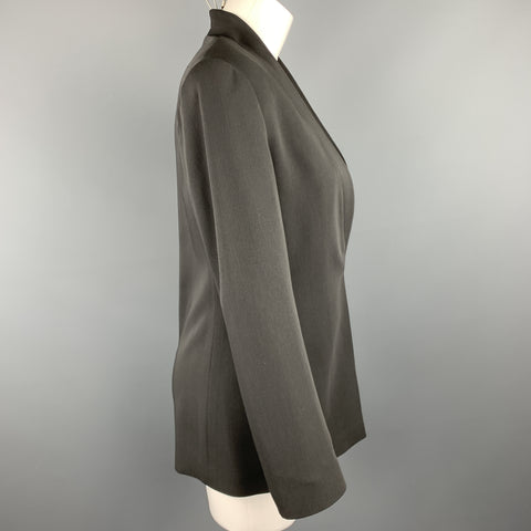 GIORGIO ARMANI Size 6 Grey Wool Shawl Cllar Hook Closure Blazer Jacket