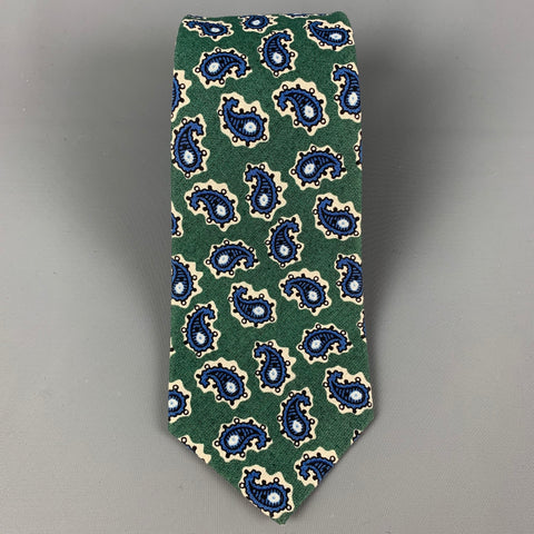 POLO by RALPH LAUREN Green Blue Paisley Linen Tie