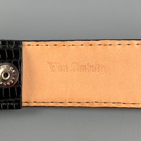 VAN AMBURG Size 32 Black Embossed Leather Belt