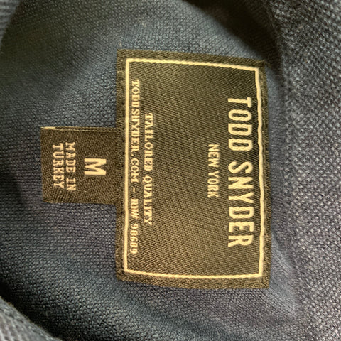 TODD SNYDER Size M Navy Cotton Blend Buttoned Polo