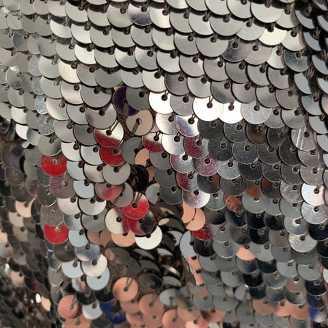 ASHISH Taille M Pantalon habillé en soie gris argenté à paillettes avec cordon de serrage