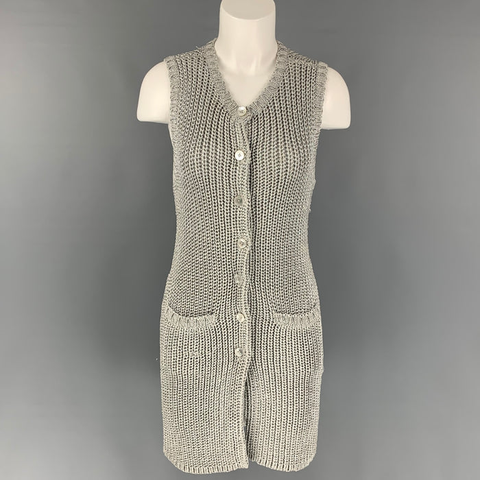 RALPH LAUREN Black Label Taille S Gilet tricoté en mélange d'acétate d'argent
