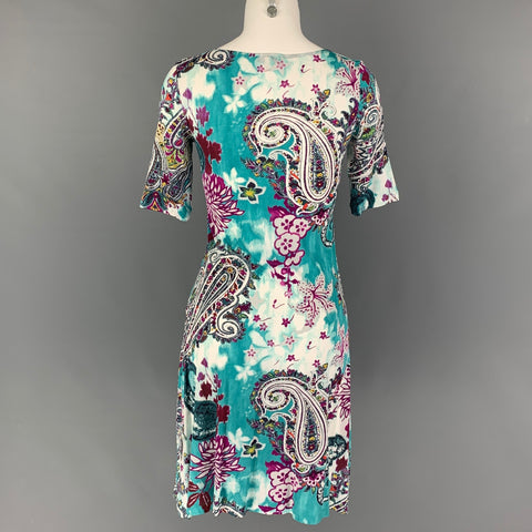 ETRO Taille 6 Robe Paisley en Viscose Multicolore Verte