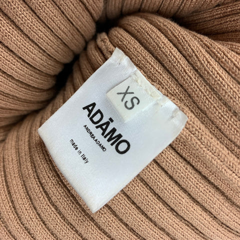 ANDREADA'MO Size S Tan Viscose Blend Ribbed Skirt Set