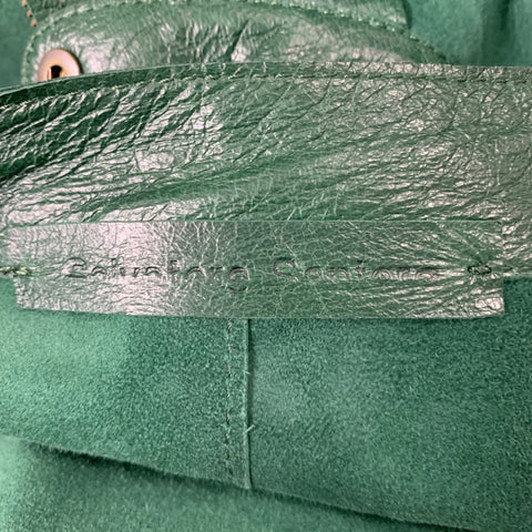 LAVORAZIONE ARTIGIANA Size 46 Green Leather Zip Up Jacket